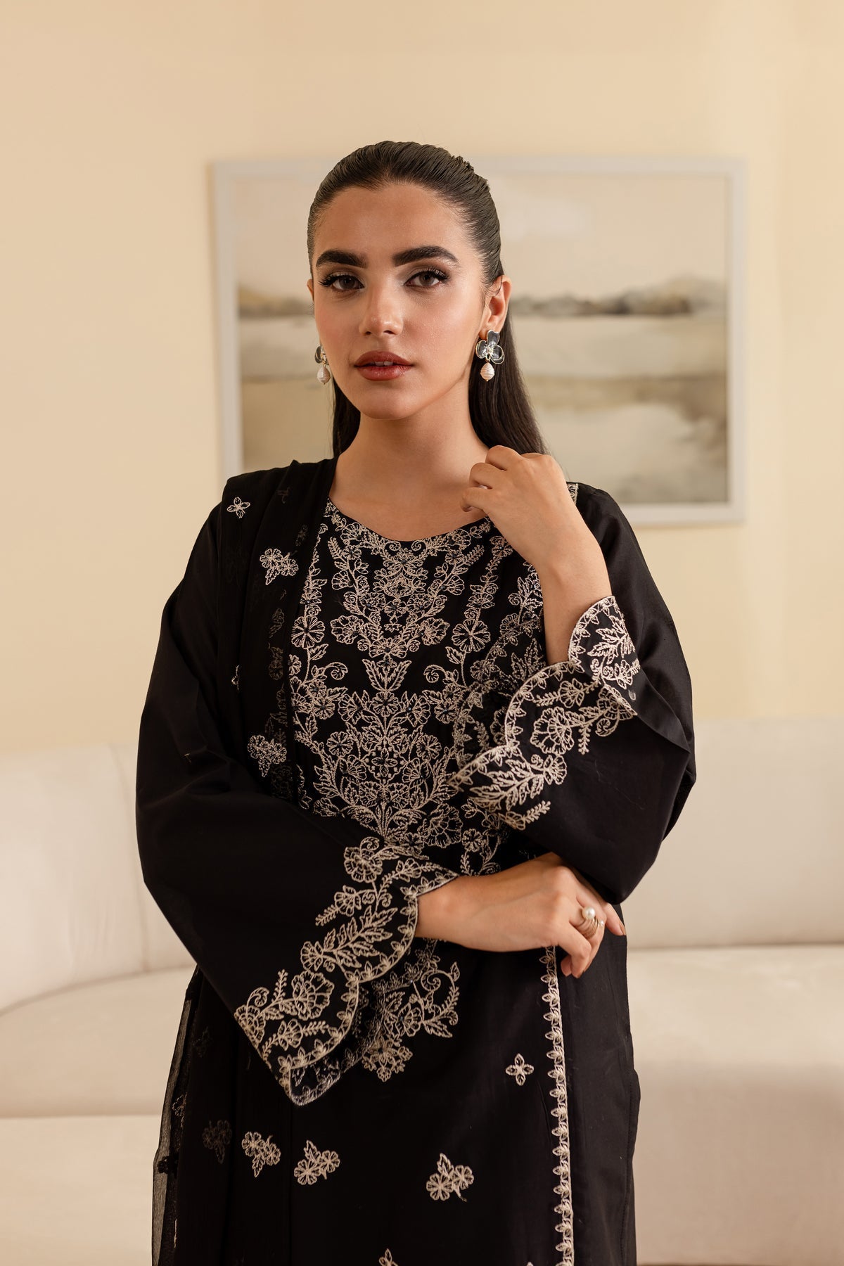 Ace 3Pc - Black Embroidered Lawn Dress