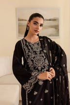 Ace 3Pc - Black Embroidered Lawn Dress