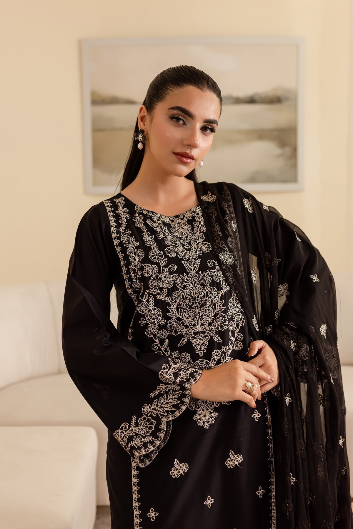 Ace 3Pc - Black Embroidered Lawn Dress