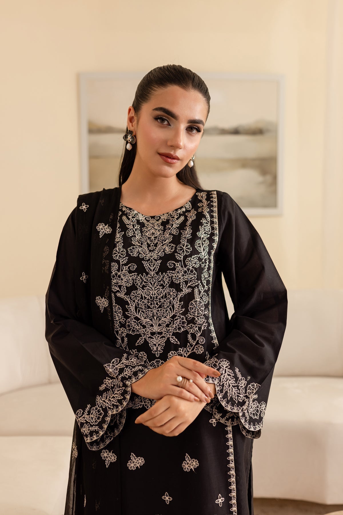 Ace 3Pc - Black Embroidered Lawn Dress