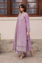 Banafsh 3Pc Festive Embroidered Lawn - Side View | MEHRAAH
