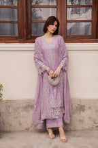 Banafsh 3Pc Festive Embroidered Lawn - Front View | MEHRAAH