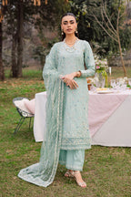 Blue Swan 3Pc Festive Embroidered Lawn - Front View | MEHRAAH