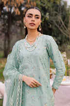 Blue Swan 3Pc Festive Embroidered Lawn - Lifestyle Shot | MEHRAAH
