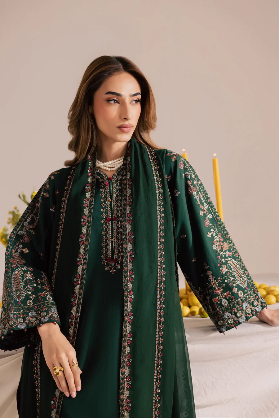 Cross Hatch 3Pc Embroidered Lawn Dress - Embroidery Detail | MEHRAAH