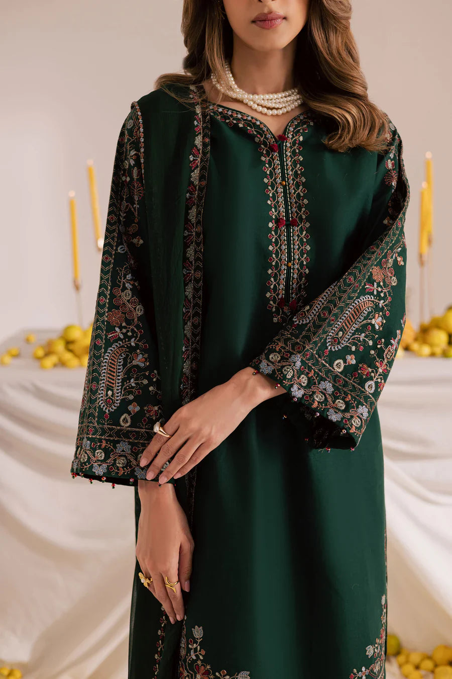 Cross Hatch 3Pc Embroidered Lawn Dress - Side View | MEHRAAH