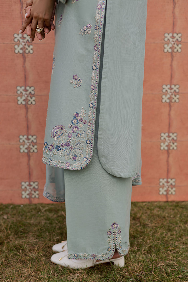 Basil 3Pc Embroidered Lawn Dress - Full Look | MEHRAAH