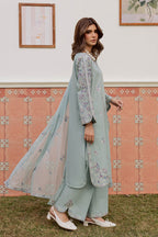 Basil 3Pc Embroidered Lawn Dress - Dupatta Detail | MEHRAAH