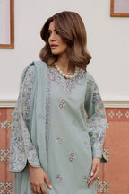 Basil 3Pc Embroidered Lawn Dress - Lifestyle Shot | MEHRAAH