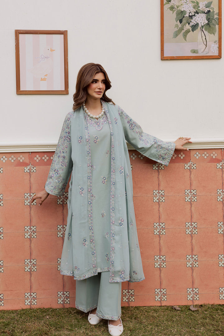 Basil 3Pc Embroidered Lawn Dress - Back View | MEHRAAH