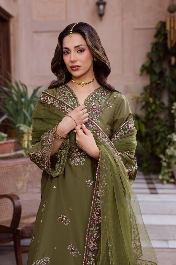 Mehlab 3Pc Festive Embroidered Lawn - Dupatta Detail | MEHRAAH
