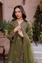 Mehlab 3Pc Festive Embroidered Lawn - Dupatta Detail | MEHRAAH
