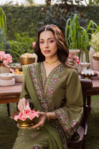 Mehlab 3Pc Festive Embroidered Lawn - Back View | MEHRAAH