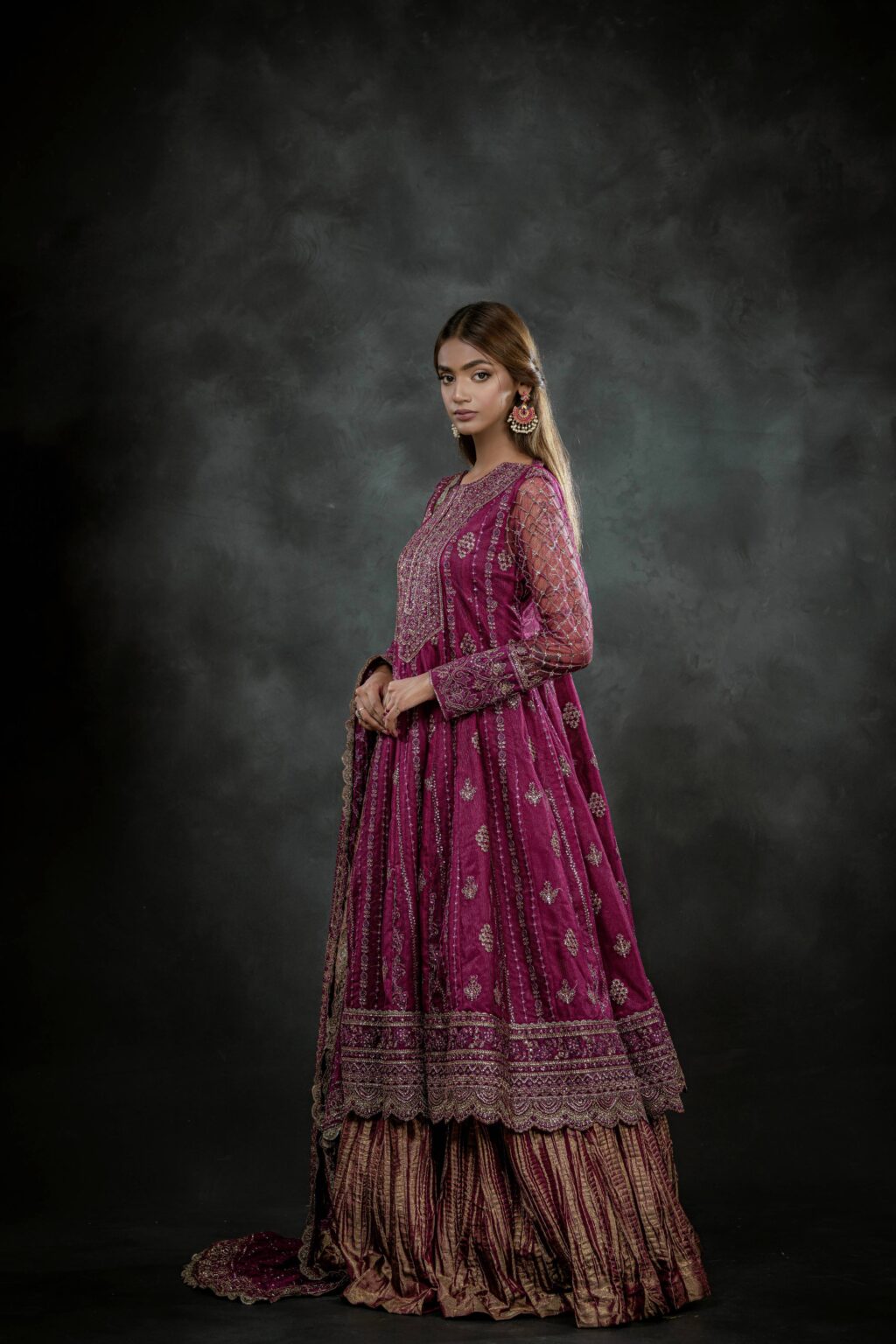 Zehra Royale Long Shirt & Crushed Lehenga - Full Look | MEHRAAH