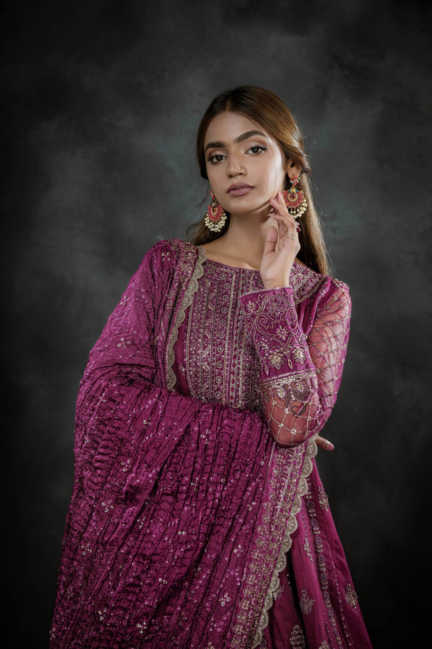 Zehra Royale Long Shirt & Crushed Lehenga