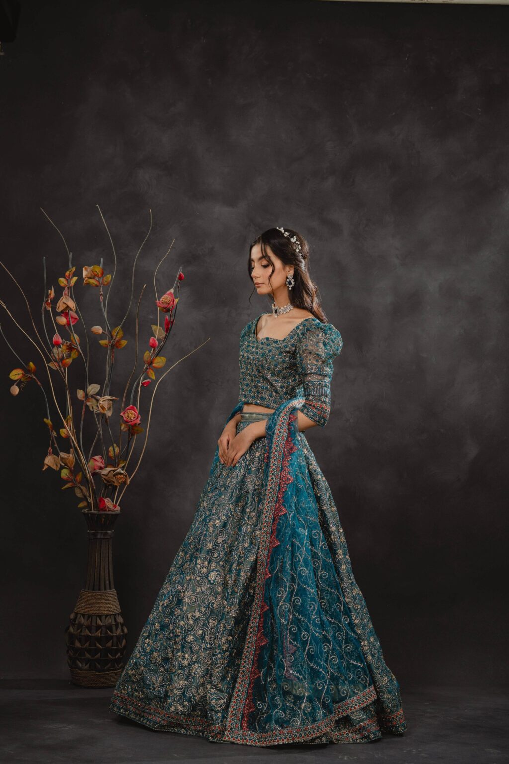 Serene Drape Lehenga Kurti - Embroidery Detail | MEHRAAH