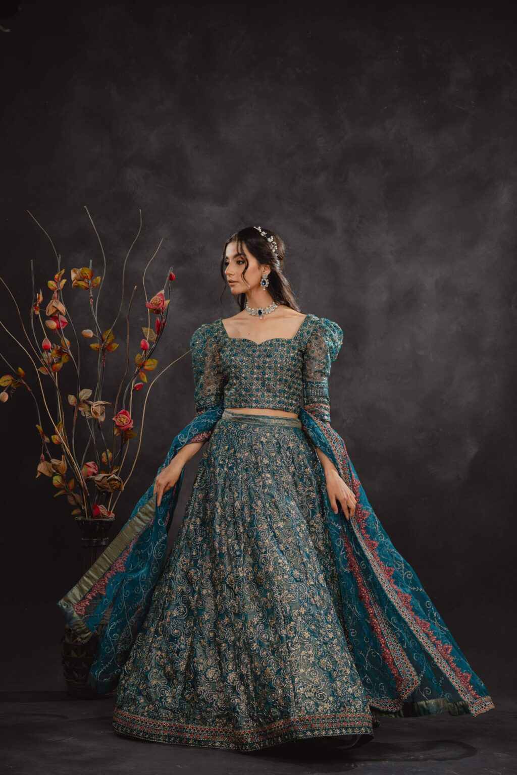 Serene Drape Lehenga Kurti - Back View | MEHRAAH