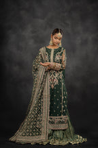 Royal Drape Long Shirt with Crushed Lehenga - Embroidery Detail | MEHRAAH