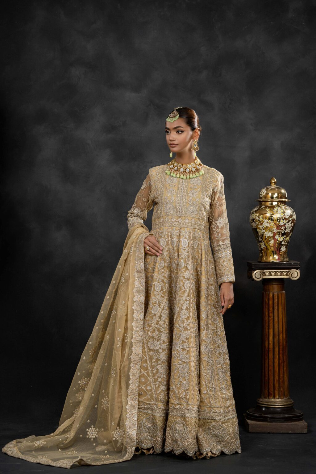 Zarmina Heavy Embroidered Maxi - Back View | MEHRAAH