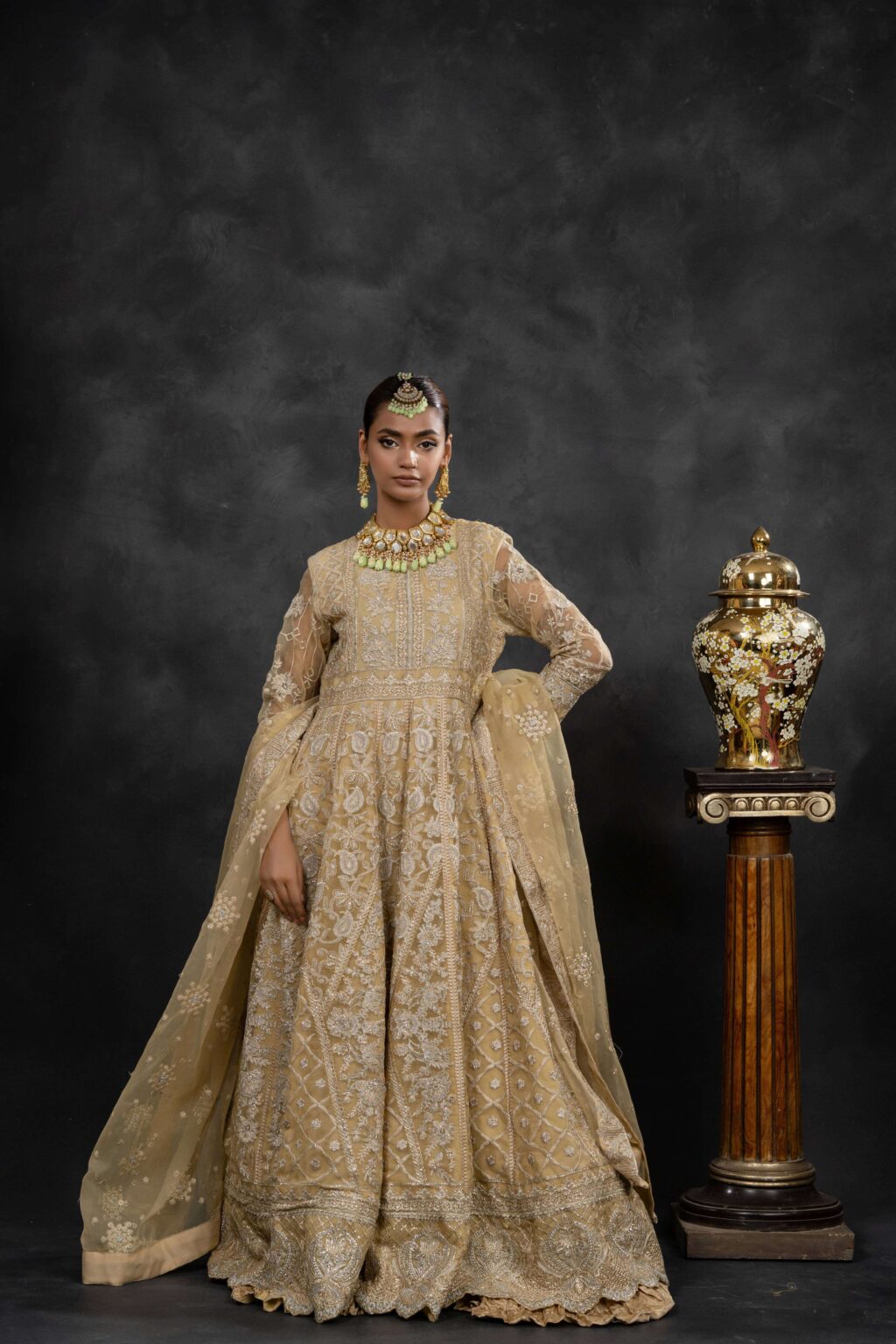 Zarmina Heavy Embroidered Maxi - Embroidery Detail | MEHRAAH