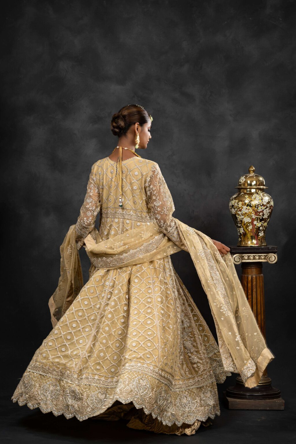 Zarmina Heavy Embroidered Maxi - Lifestyle Shot | MEHRAAH