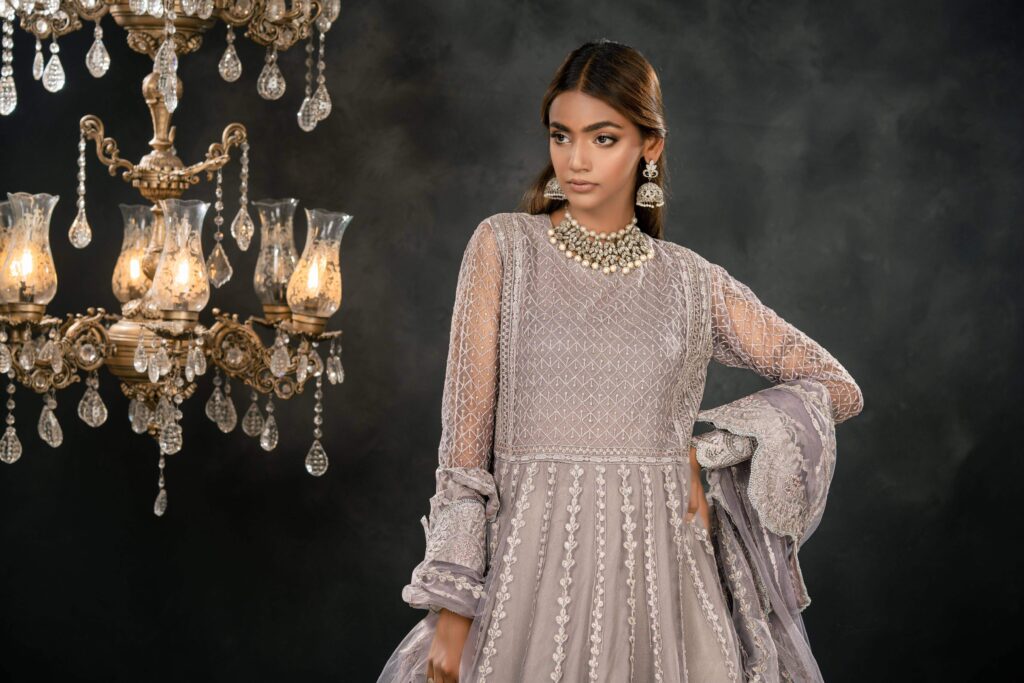 Elegant Organza Maxi Dress - Embroidery Detail | MEHRAAH