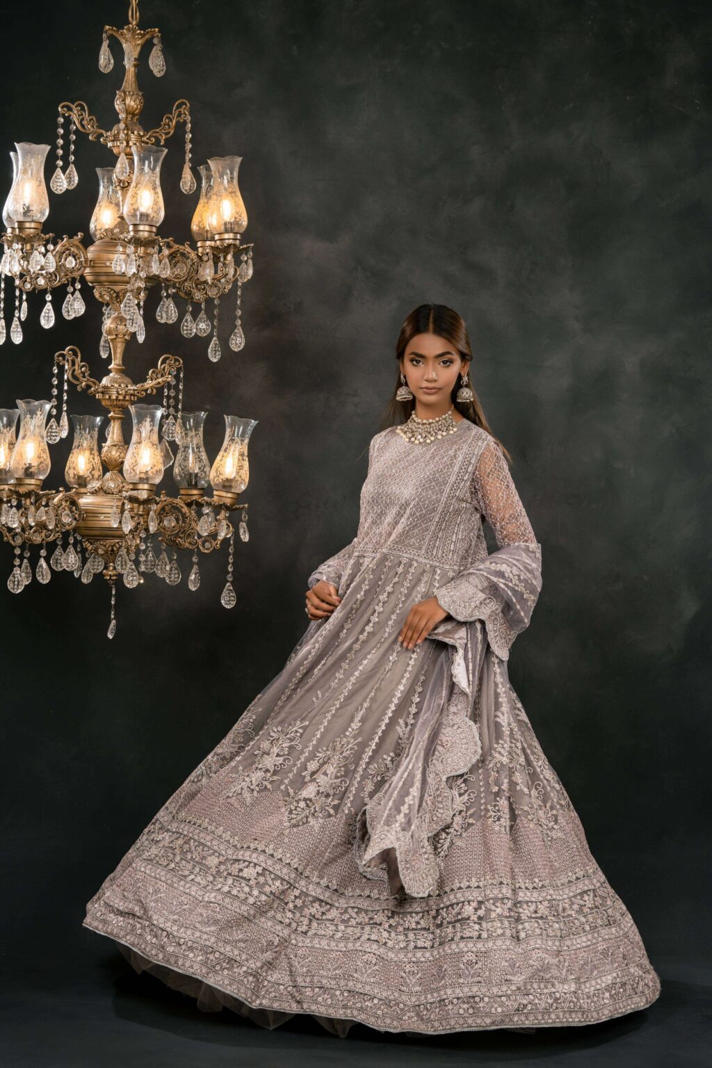 Elegant Organza Maxi Dress - Lifestyle Shot | MEHRAAH