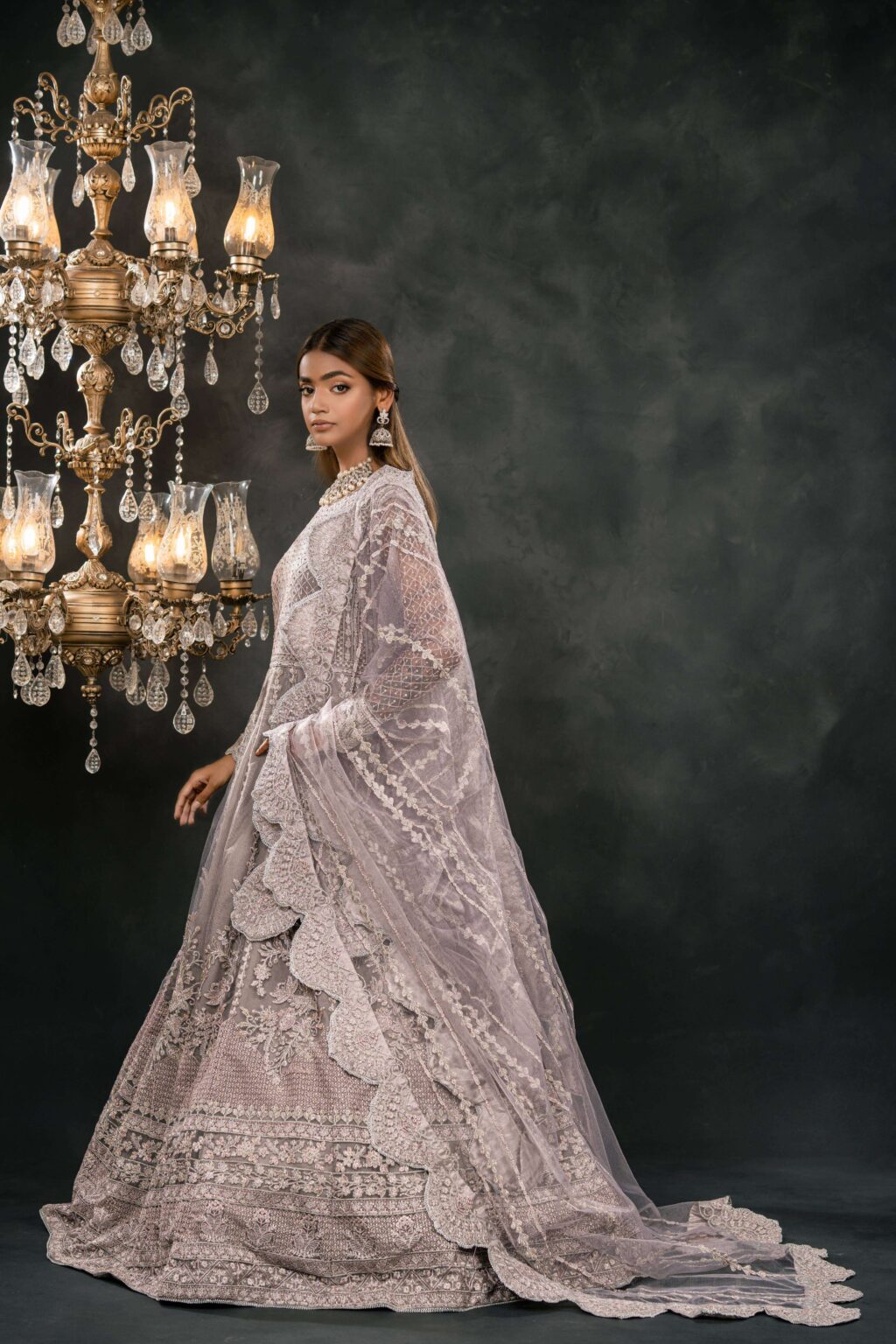 Elegant Organza Maxi Dress - Side View | MEHRAAH