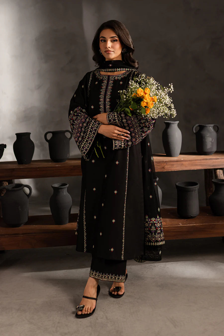 Mosaic 3Pc Embroidered Lawn Dress - Close-up Detail | MEHRAAH