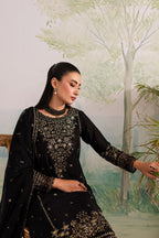 NAVYA 3PC Black Embroidered Lawn Dress - Close-up Detail | MEHRAAH