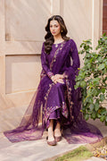 Pink Lavender 3Pc Festive Embroidered Lawn - Front View | MEHRAAH