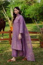 Raeven 3Pc Embroidered Lawn Dress - Back View | MEHRAAH